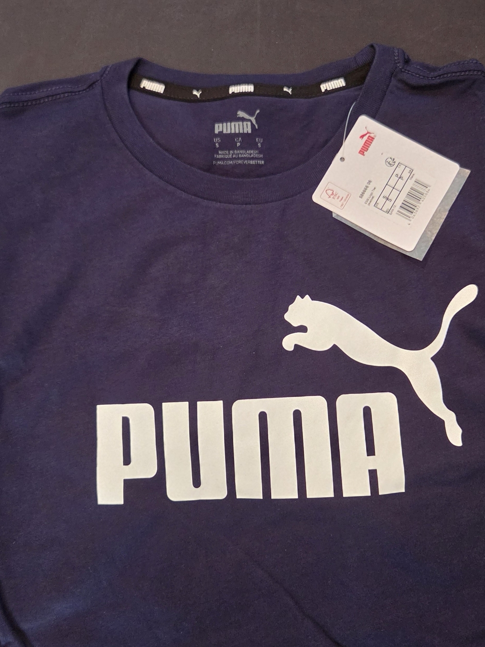 Puma Navy Blue Short Sleeve Tee with White Logo